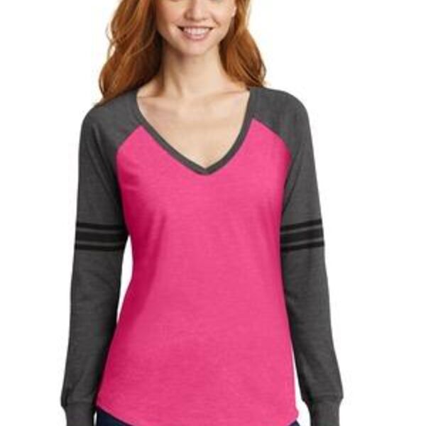 Ladies Game Long Sleeve V Neck T-Shirt Thumbnail